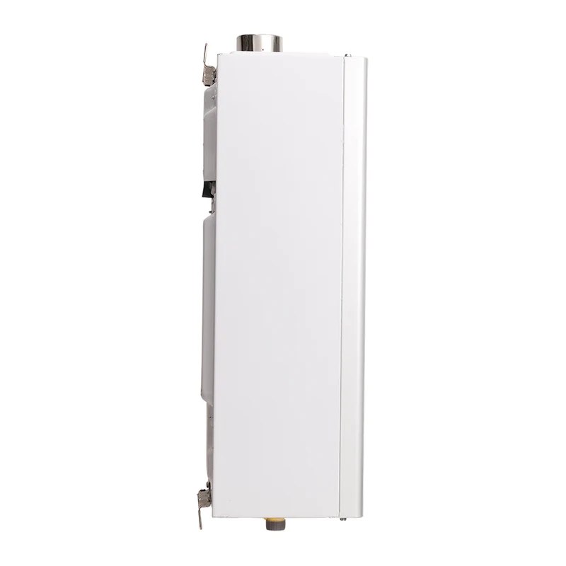 Calentador de paso tiro forzado 15 litros modulante a gas natural blanco marca Haceb.