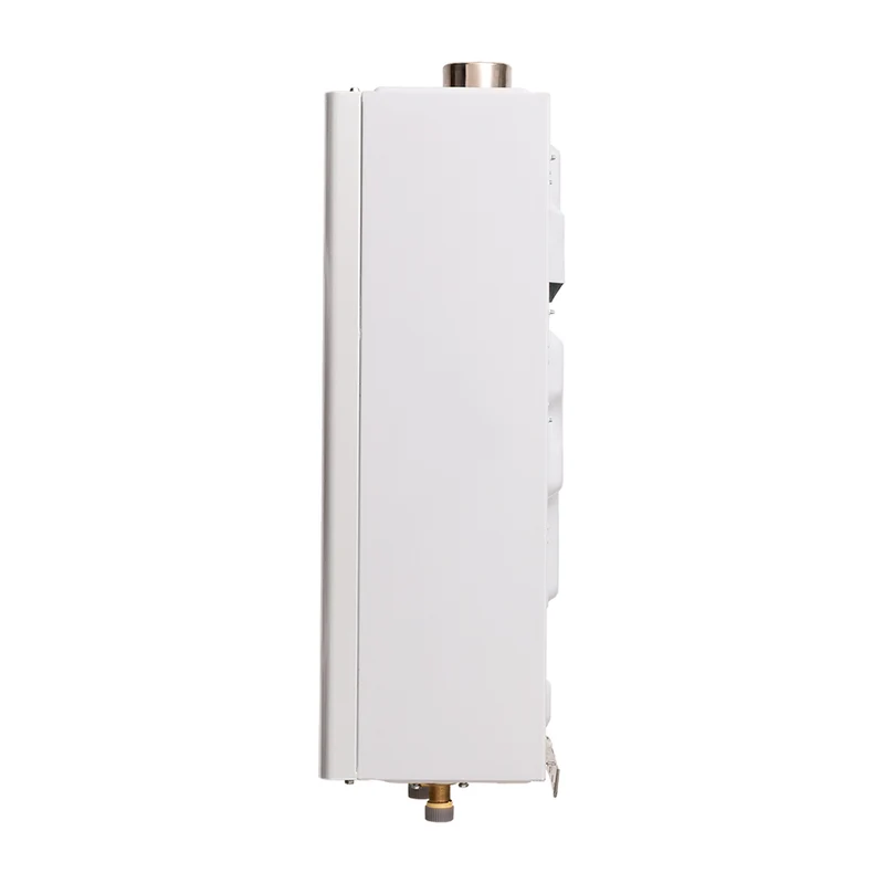 Calentador de paso tiro forzado 15 litros modulante a gas natural blanco marca Haceb.