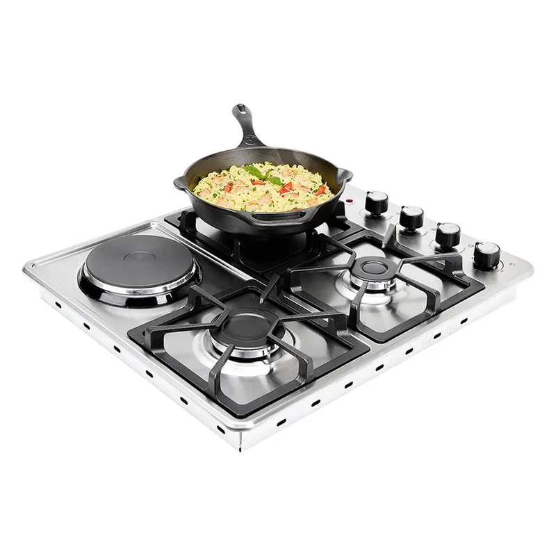 Estufa de empotrar inox 60x51cm mixta 120v a gas natural