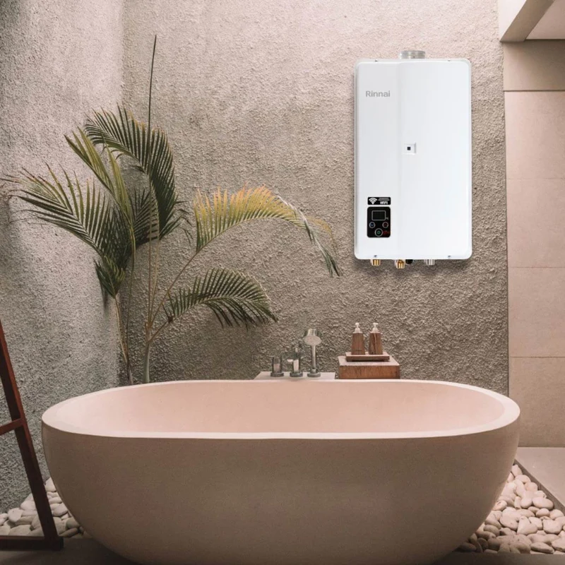 Calentador de paso agua 23 lts a gas natural- Rinnai- Blanco