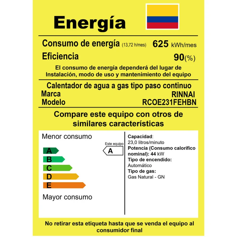 Calentador de paso agua 23 lts a gas natural- Rinnai- Blanco