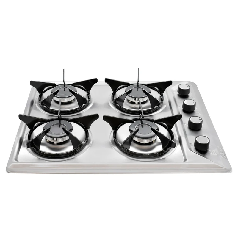 Estufa empotrable 4 puestos con medida de 53x11 a gas propano acero inoxidable Continental