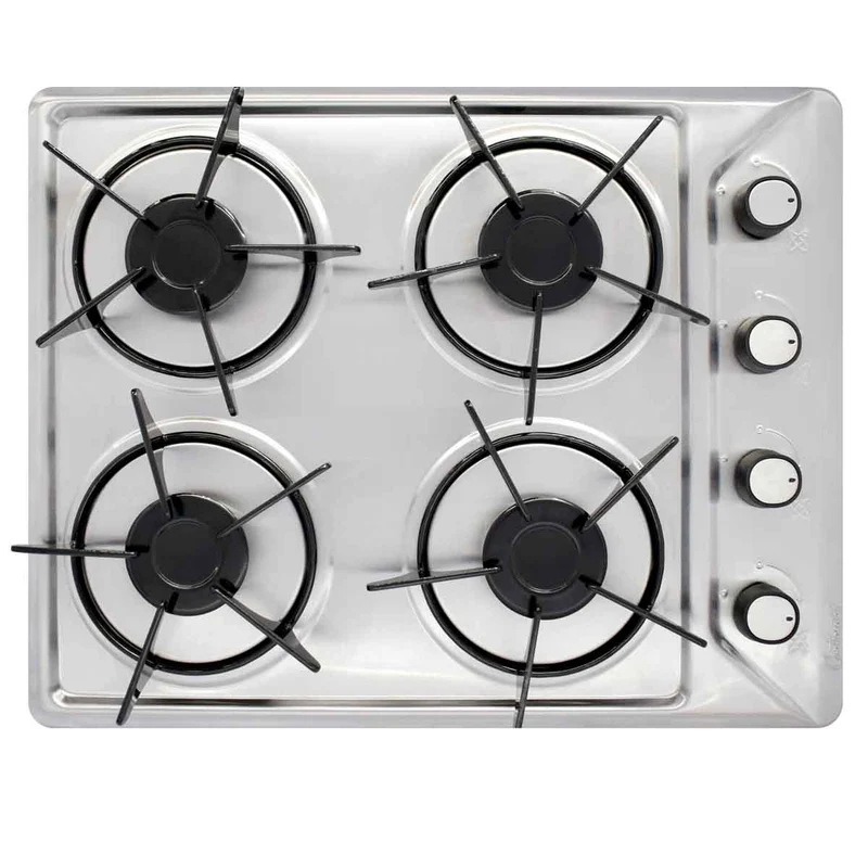 Estufa empotrable 4 puestos con medida de 53x11 a gas propano acero inoxidable Continental
