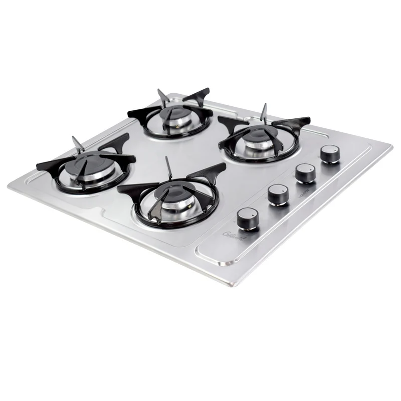 Estufa empotrable 4 puestos con medida de 61x51 a gas propano 110v en acero inoxidable Continental