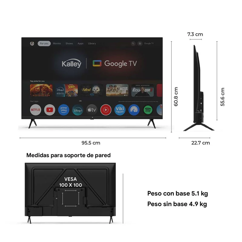 Televisor Kalley QLED de 43 pulgadas full HD smart TV con google TV – modelo 43GQ200