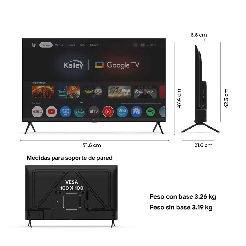Televisor Kalley QLED de 32 pulgadas full HD smart TV con google TV – modelo 32GQ200