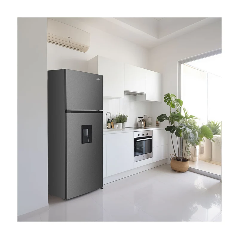 Nevera Kalley no frost con congelador superior de 332 Litros inverter, Color Gris – modelo K-NT332L
