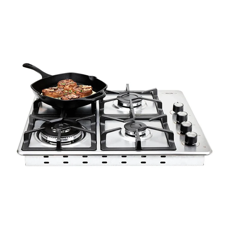 Estufa de empotrar inox 60x51cm fogón dual a gas natural