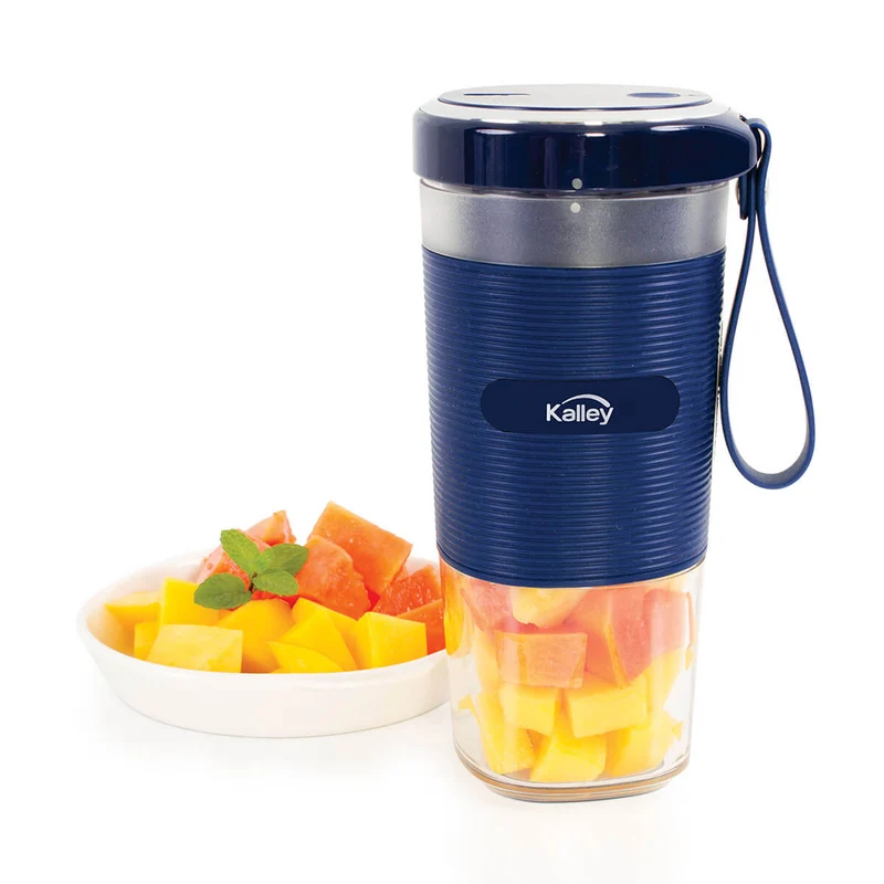 Licuadora personal recargable azul marca Kalley