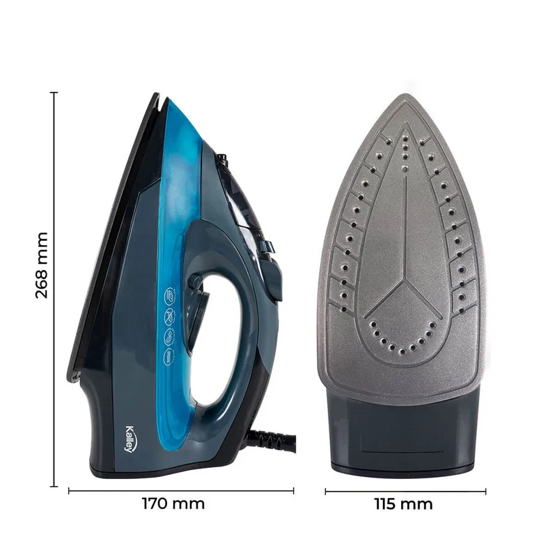 Plancha de ropa a vapor suela cerámica diamante azul marca Kalley