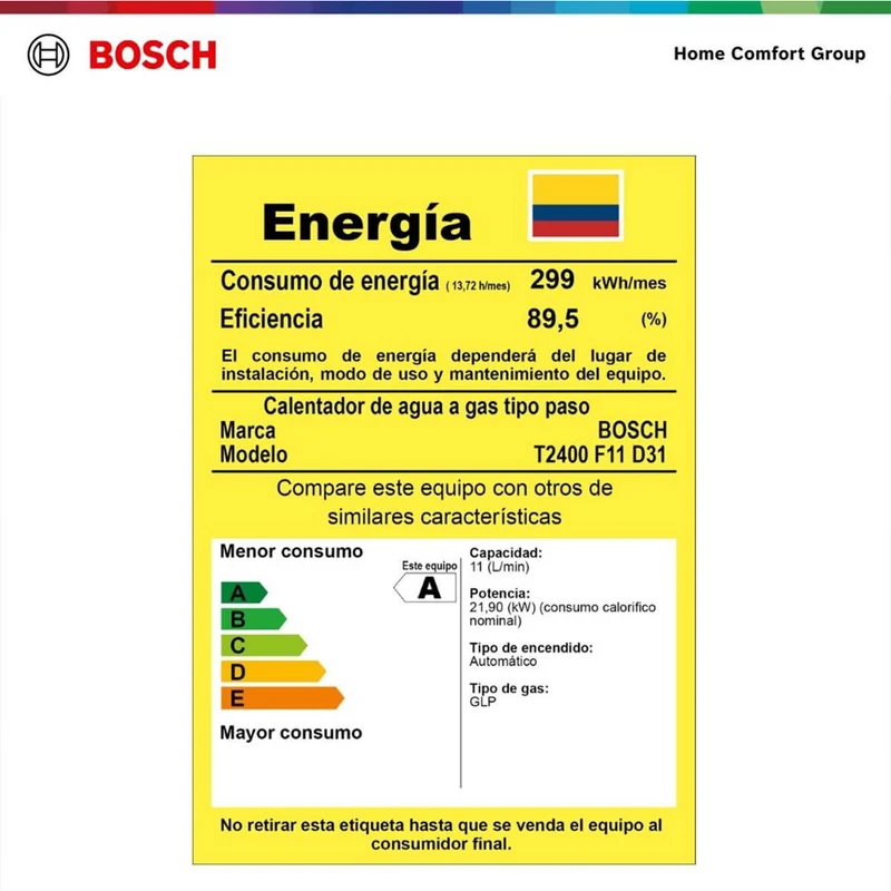Calentador de agua 11 litros tiro forzado de paso a gas propano Therm 2400 F