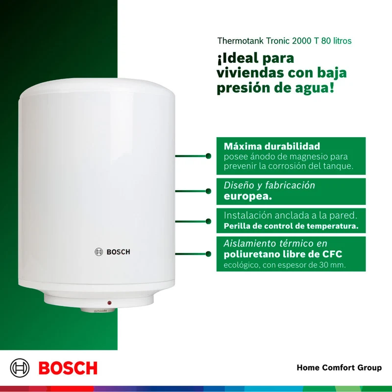 Calentador de agua eléctrico de acumulación 80 litros a 220 V Thermotank 2000 T