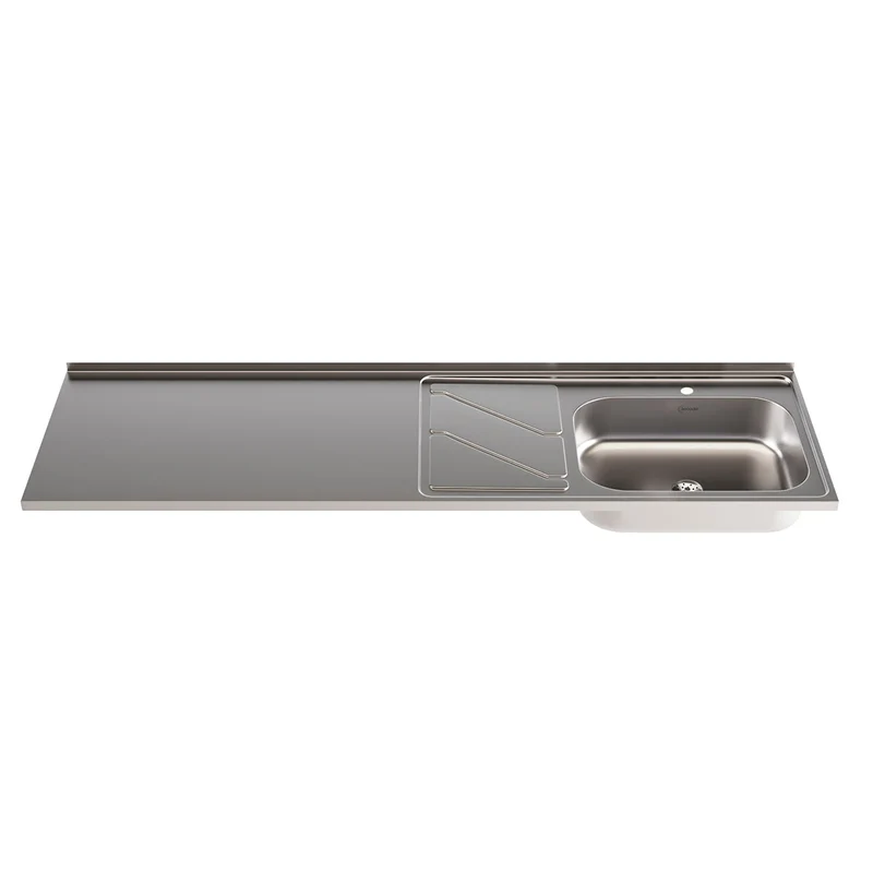 Mesón con lavaplatos en acero inoxidable 180×52 cm sin estufa marca Socoda