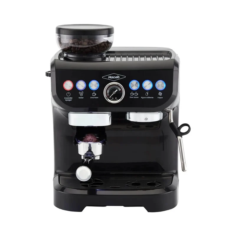 Máquina de café con molino integrado negra marca Haceb