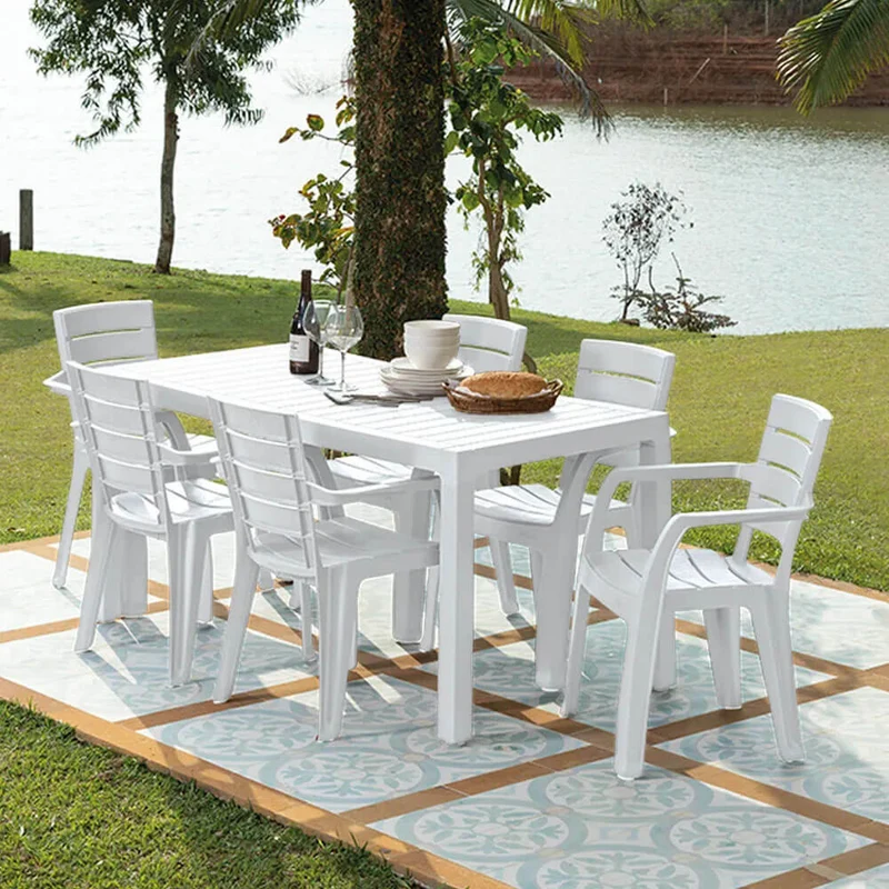 Combo comedor familiar barú mesa + 6 sillas con brazos marca Rimax