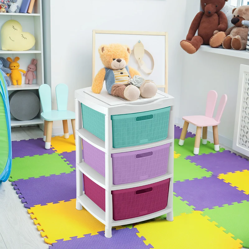 Cajas organizadoras fique con 3 gavetas y tapa tricolor niña Rimax