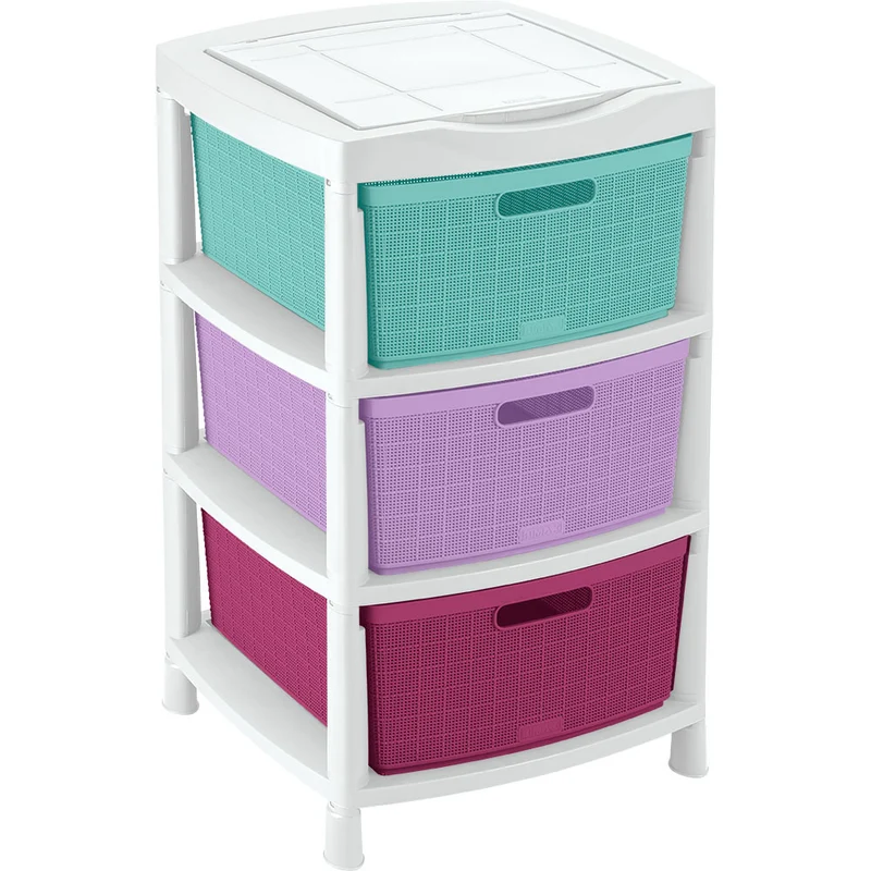 Cajas organizadoras fique con 3 gavetas y tapa tricolor niña Rimax
