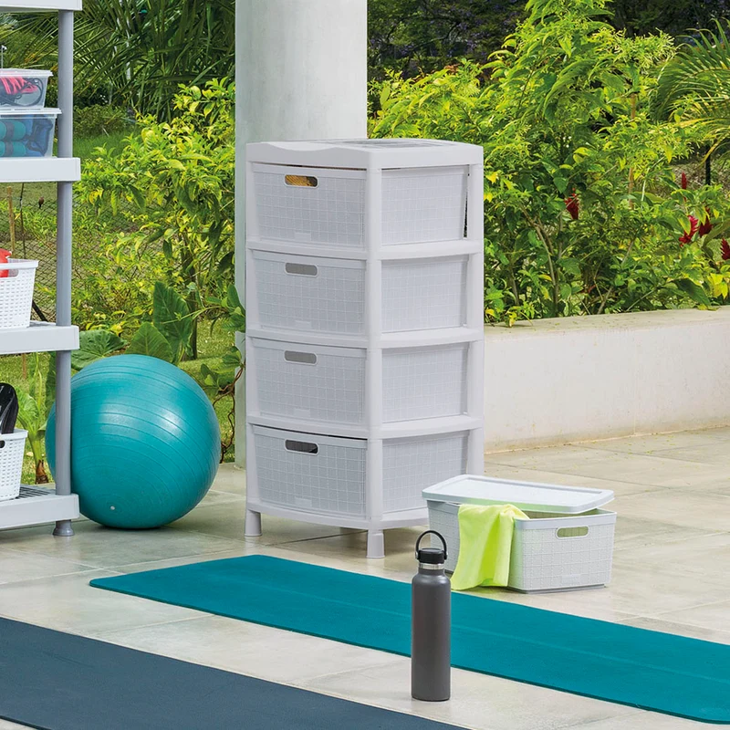 Cajas organizadoras fique con 4 gavetas y tapa gris hielo Rimax