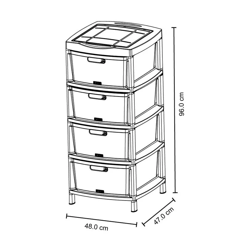 Cajas organizadoras fique con 4 gavetas y tapa gris hielo Rimax