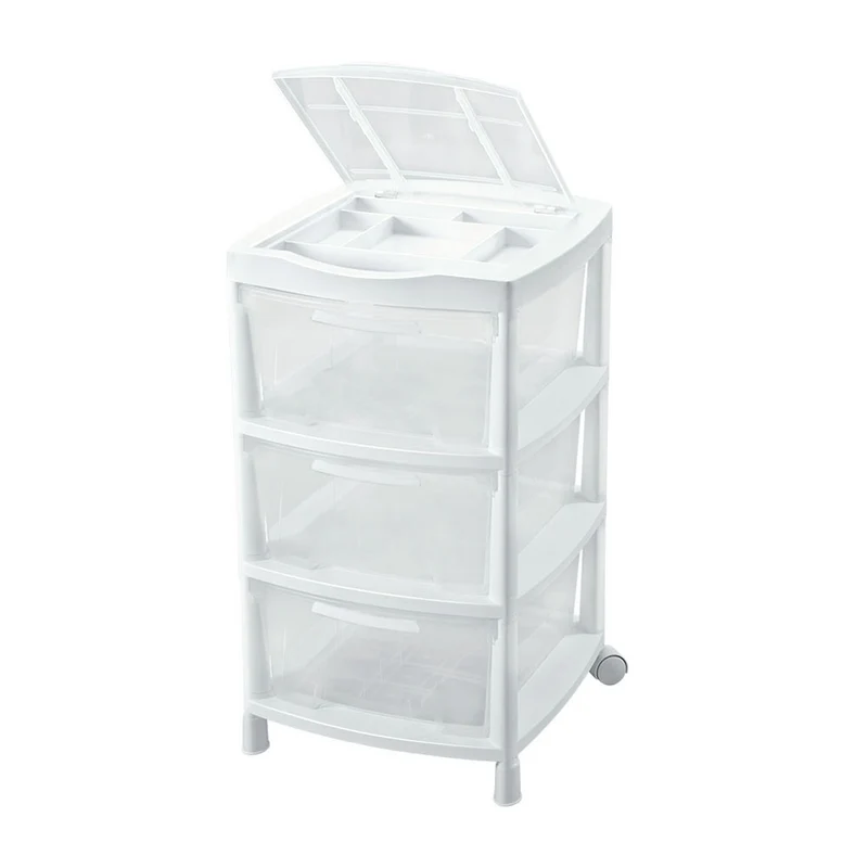 Cajas organizadoras grande con 3 gavetas y tapa Rimax