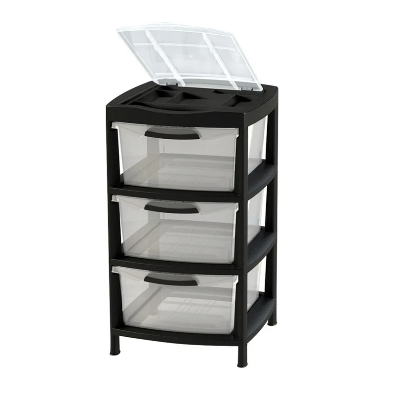 Cajas organizadoras grande con 3 gavetas y tapa Rimax