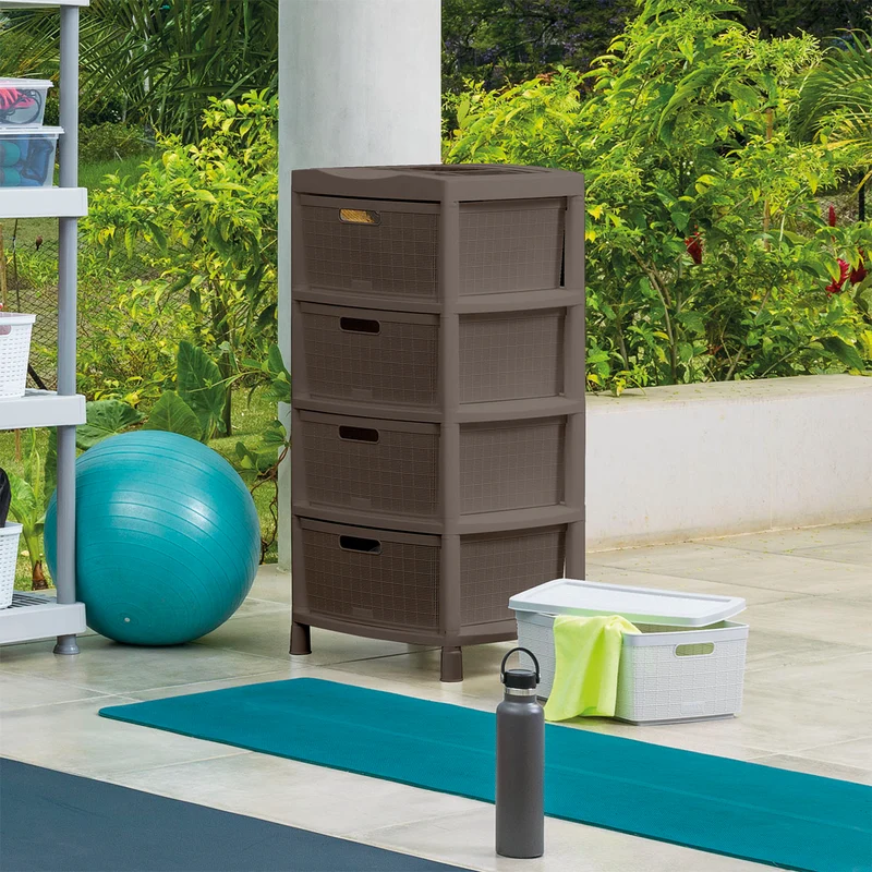 Gavetero fique con 4 gavetas y tapa organizadora mocca Rimax