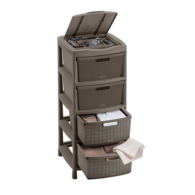 Gavetero fique con 4 gavetas y tapa organizadora mocca Rimax