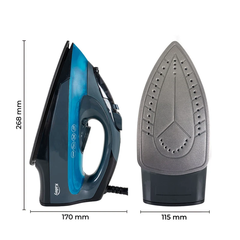 Plancha de Ropa a Vapor KALLEY K-PVAD Suela Cerámica Diamante Azul