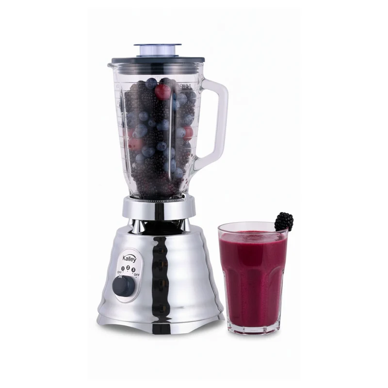Licuadora KALLEY K-LC 1.25L Vaso Vidrio 3 Velocidades 650W Plateado