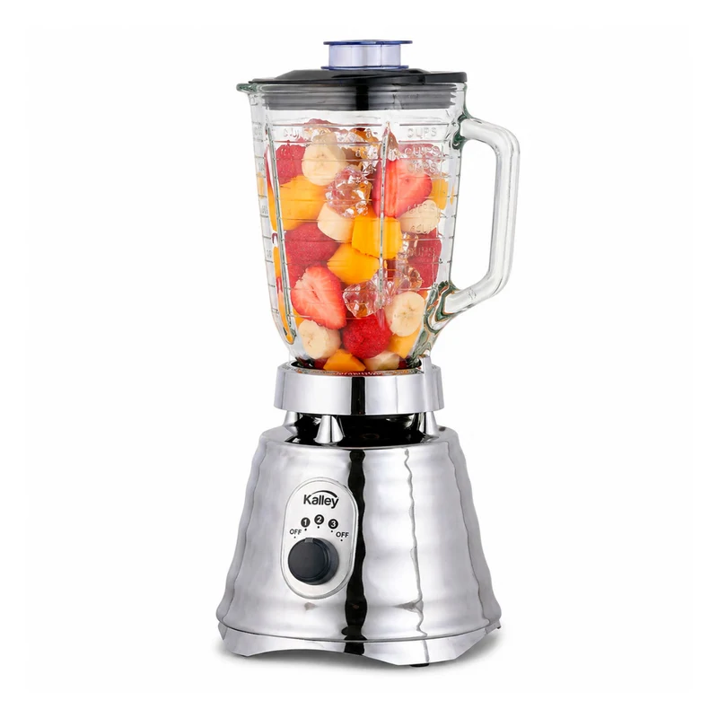 Licuadora KALLEY K-LC 1.25L Vaso Vidrio 3 Velocidades 650W Plateado