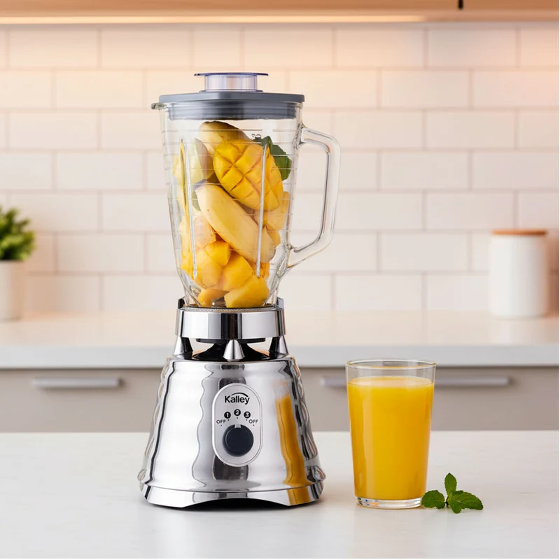 Licuadora KALLEY K-LC 1.25L Vaso Vidrio 3 Velocidades 650W Plateado