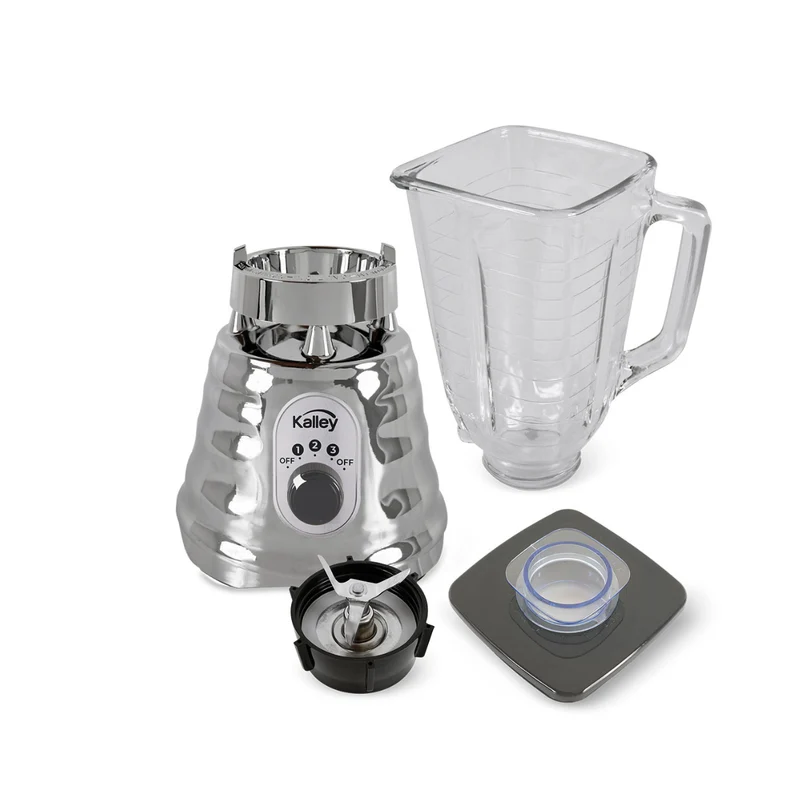 Licuadora KALLEY K-LC 1.25L Vaso Vidrio 3 Velocidades 650W Plateado