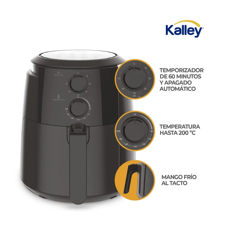 Freidora de Aire KALLEY K-MAF35 3.5L Manual 1500W Negro