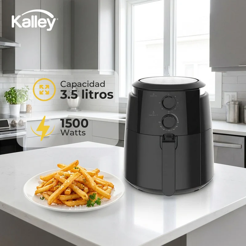 Freidora de Aire KALLEY K-MAF35 3.5L Manual 1500W Negro