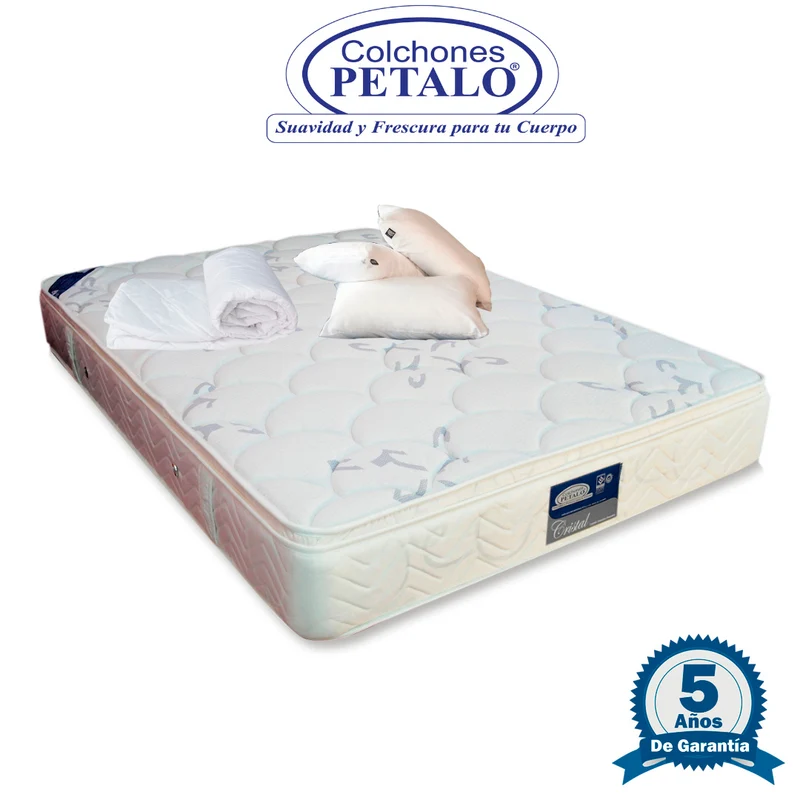 Colchón pétalo cristal 100x190x23 cm incluye 1 almohada silic+ 1 protector para colchón