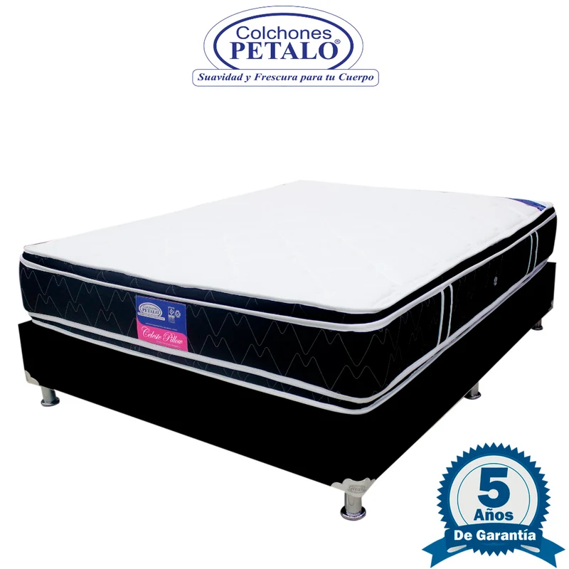 Combo celeste doble pillow + base cama 200x200 cm