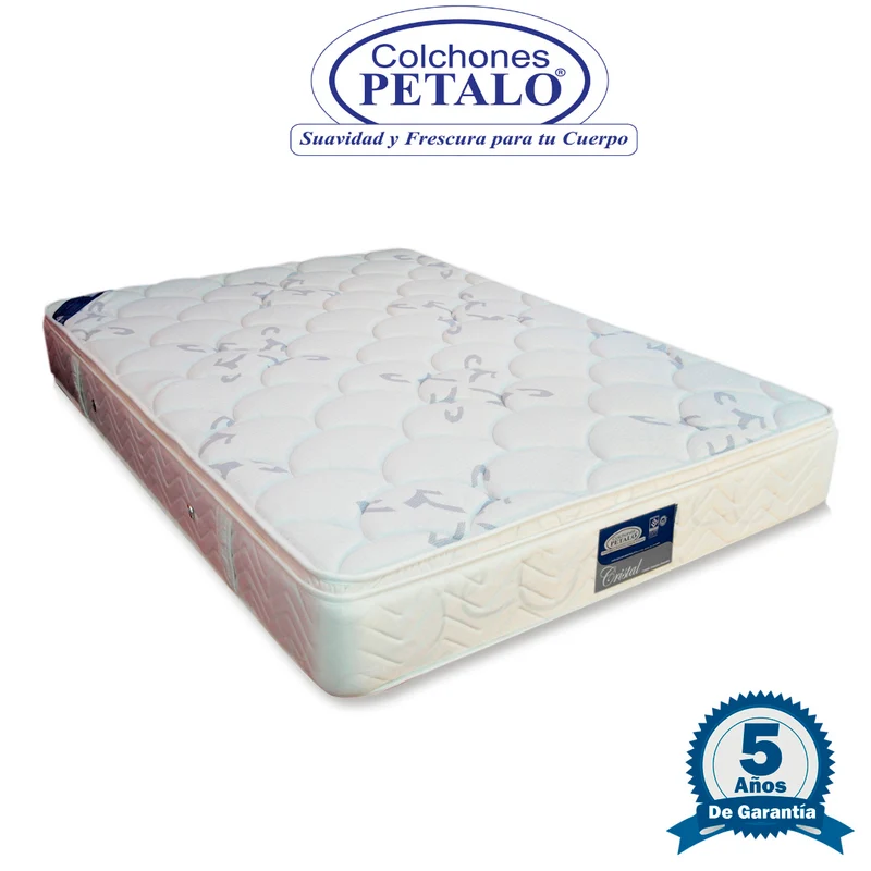 Colchón pétalo cristal 160x190x23 cm incluye 2 almohadas silic+ 1 protector para colchón