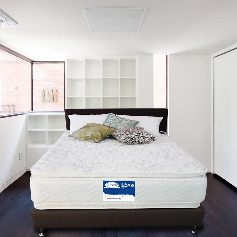 Colchón pétalo diamante 130x190x30 cm incluye 2 almohadas silic+ 1 protector para colchón + 1 cobija personal