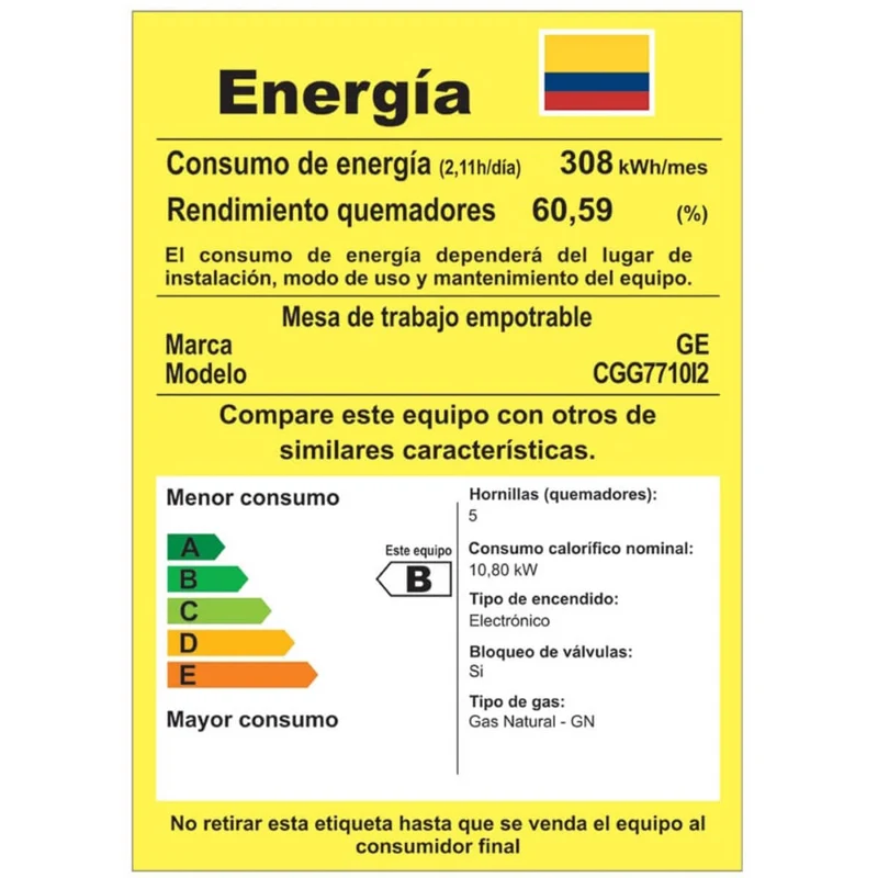 Estufa de empotrar acero Inoxidable 77X52 cm gas natural Mabe