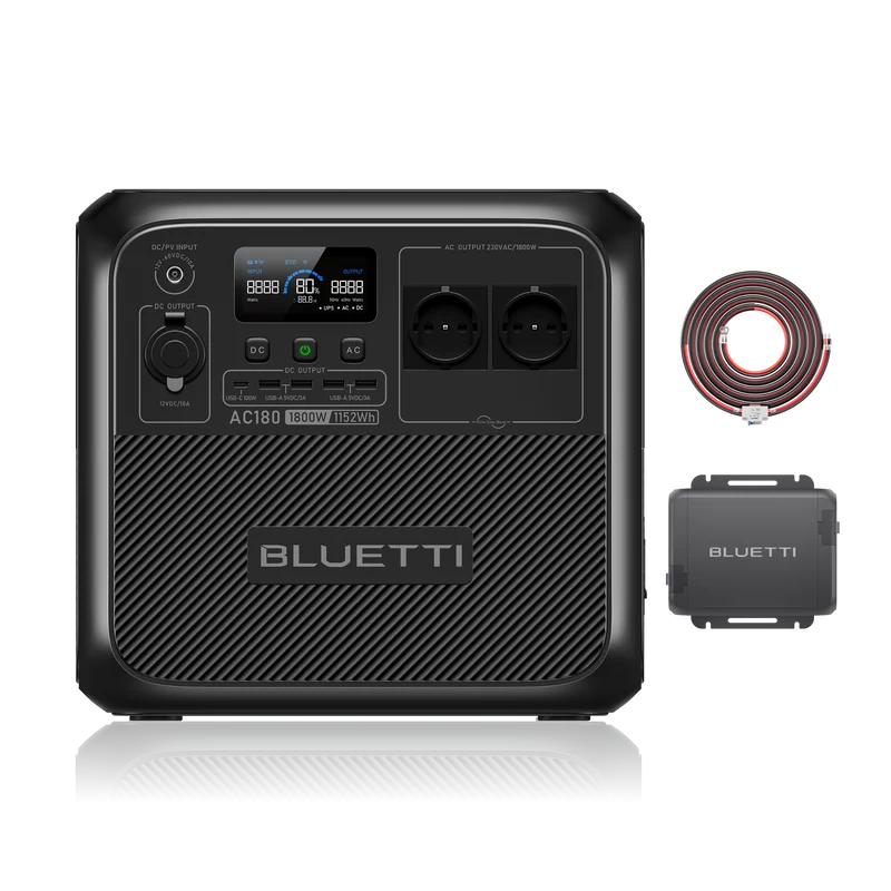 BLUETTI AC180+Charger 1: Recarga la estación de energía portátil mientras conduces