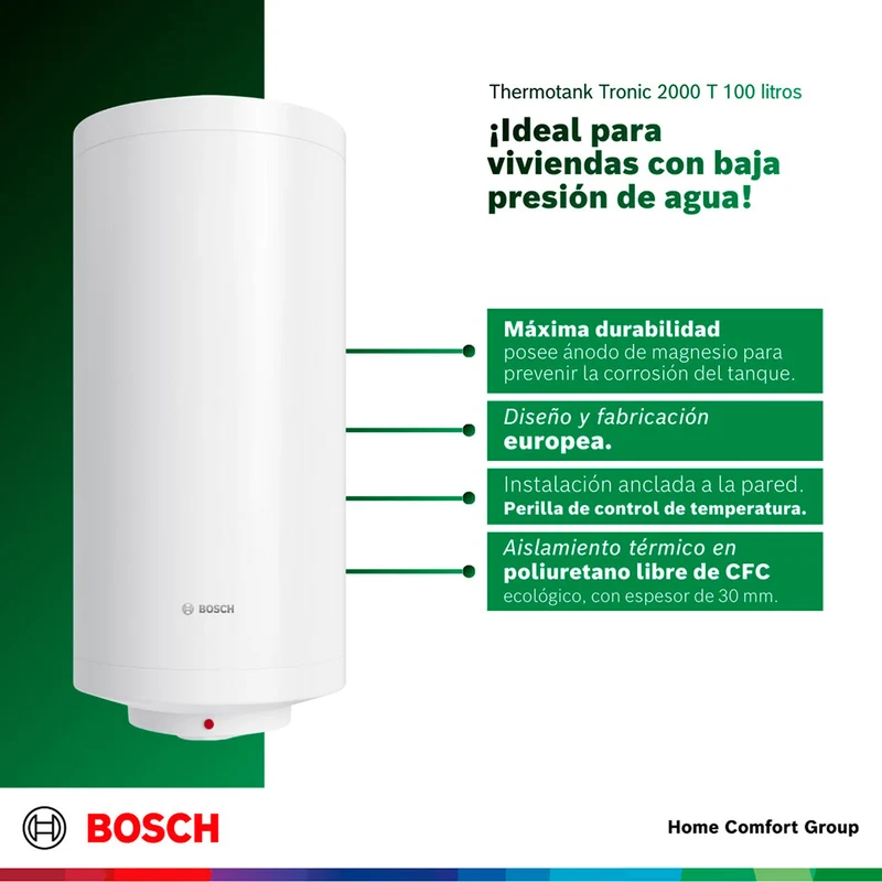 Calentador de agua eléctrico de acumulación 100 litros a 220 V Thermotank 2000 T