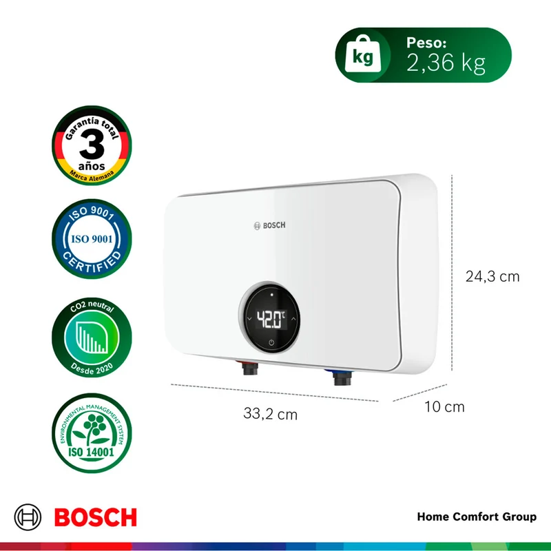 Calentador de agua eléctrico de paso 9,5 kW a 220 V Tronic 4000 C
