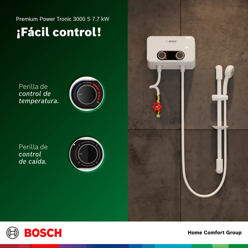 Calentador de agua eléctrico de paso 7,7 kW a 220 V Tronic 3000 S