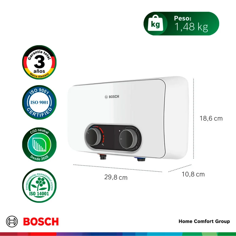 Calentador de agua eléctrico de paso 7,7 kW a 220 V Tronic 3000 S