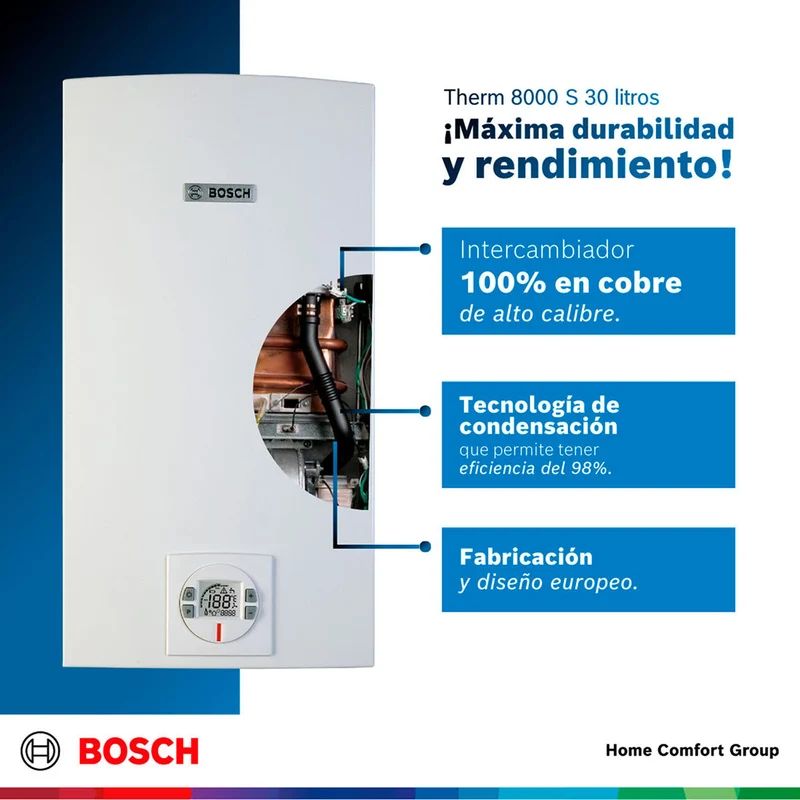 Calentador de agua 30 litros tiro forzado de paso a gas natural Therm 8000 S