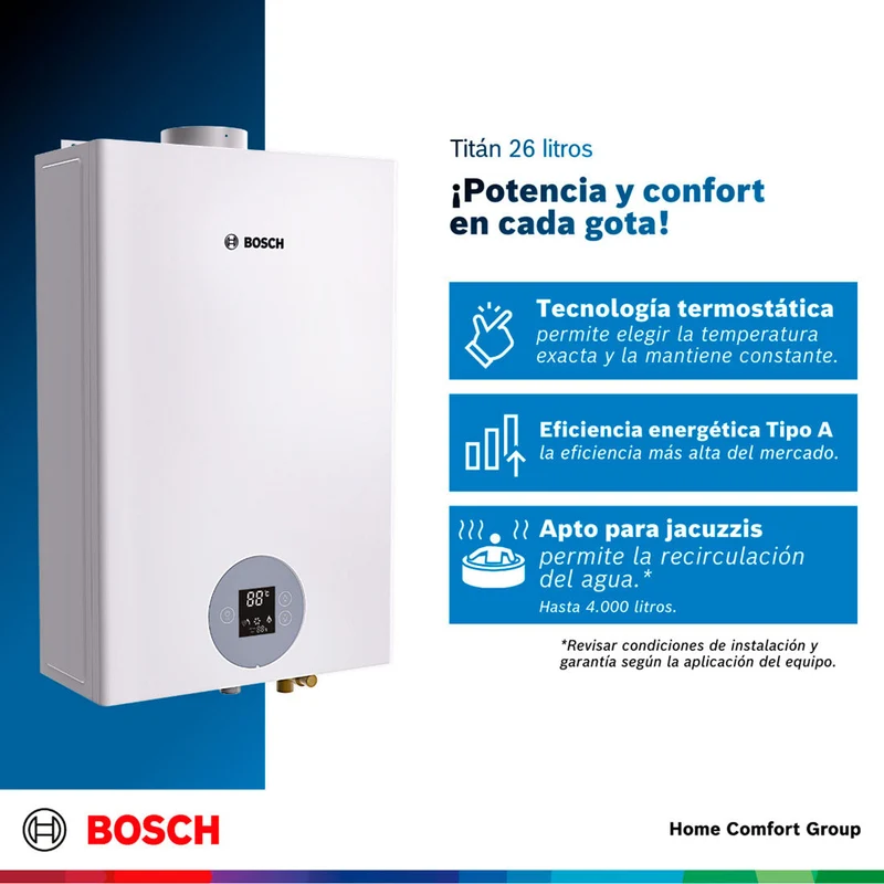 Calentador de agua 26 litros tiro forzado de paso a gas natural Titán 5700 F