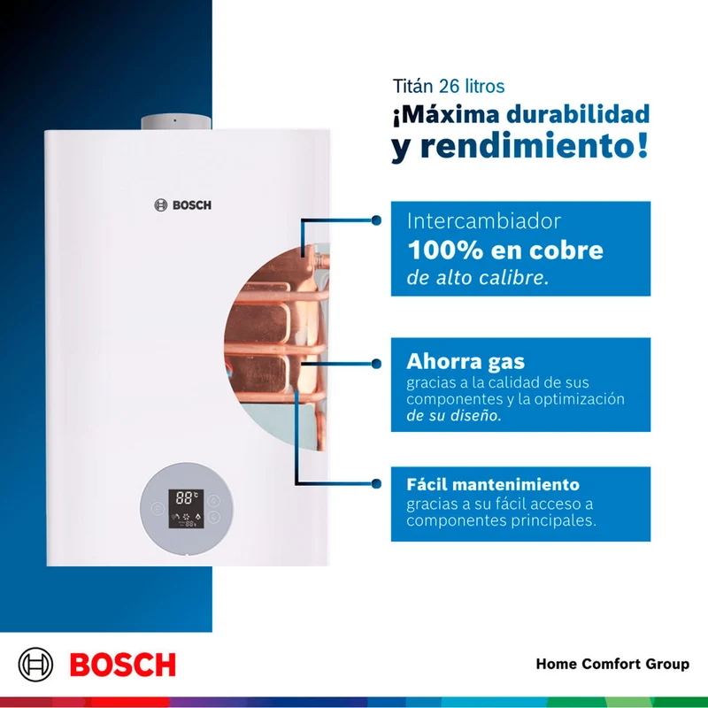 Calentador de agua 26 litros tiro forzado de paso a gas natural Titán 5700 F