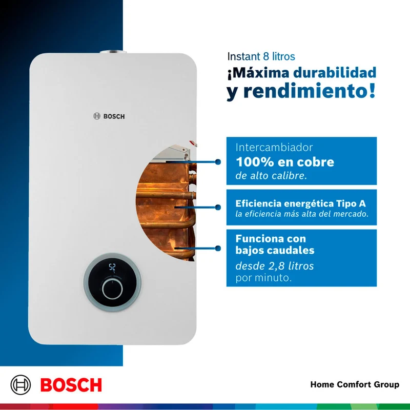 Calentador de agua 8 litros tiro forzado de paso a gas natural Therm 2400 F