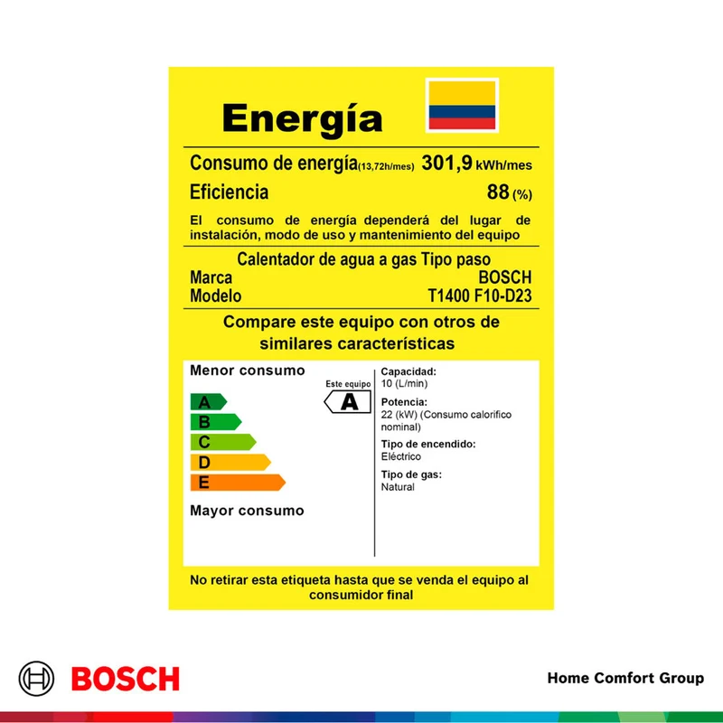 Calentador de agua 10 litros tiro forzado de paso a gas natural Therm 1400 F