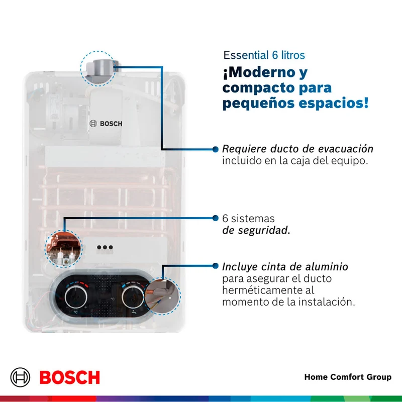 Calentador de agua 6 litros tiro forzado de paso a gas natural Therm 1400 F